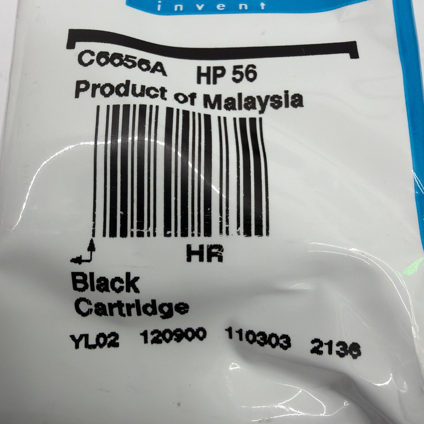 HP 56 Black Ink Cartridge C6656A Genuine OEM Sealed Foil (No Retail Box)