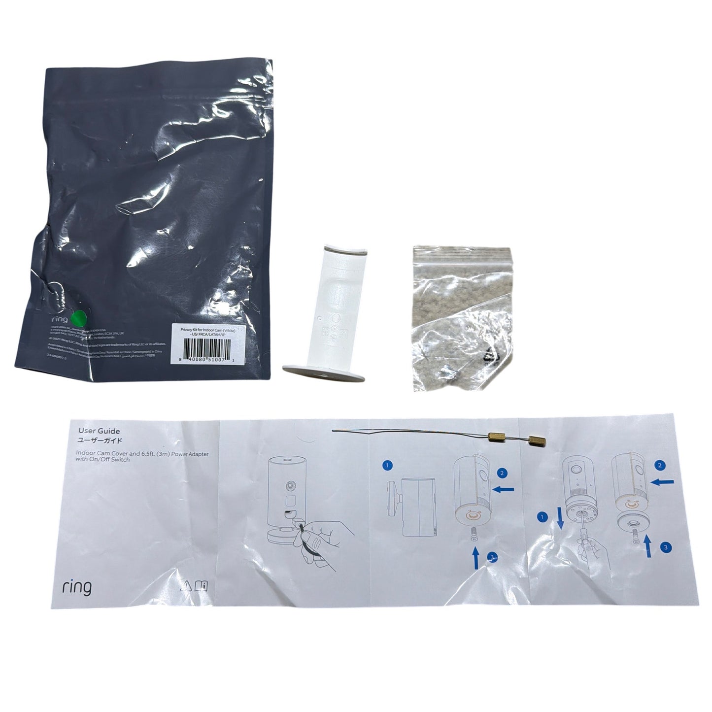Ring Privacy Kit for Indoor Cam (White) – Cover Only, Missing Power Adapter