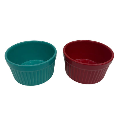 The Pioneer Woman Stoneware Ramekins Set of 2 Red and Teal 3212DMT