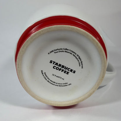 Starbucks Coffee Co ESTD 1971 Ceramic Mug 16 fl oz White Red Trim 2008