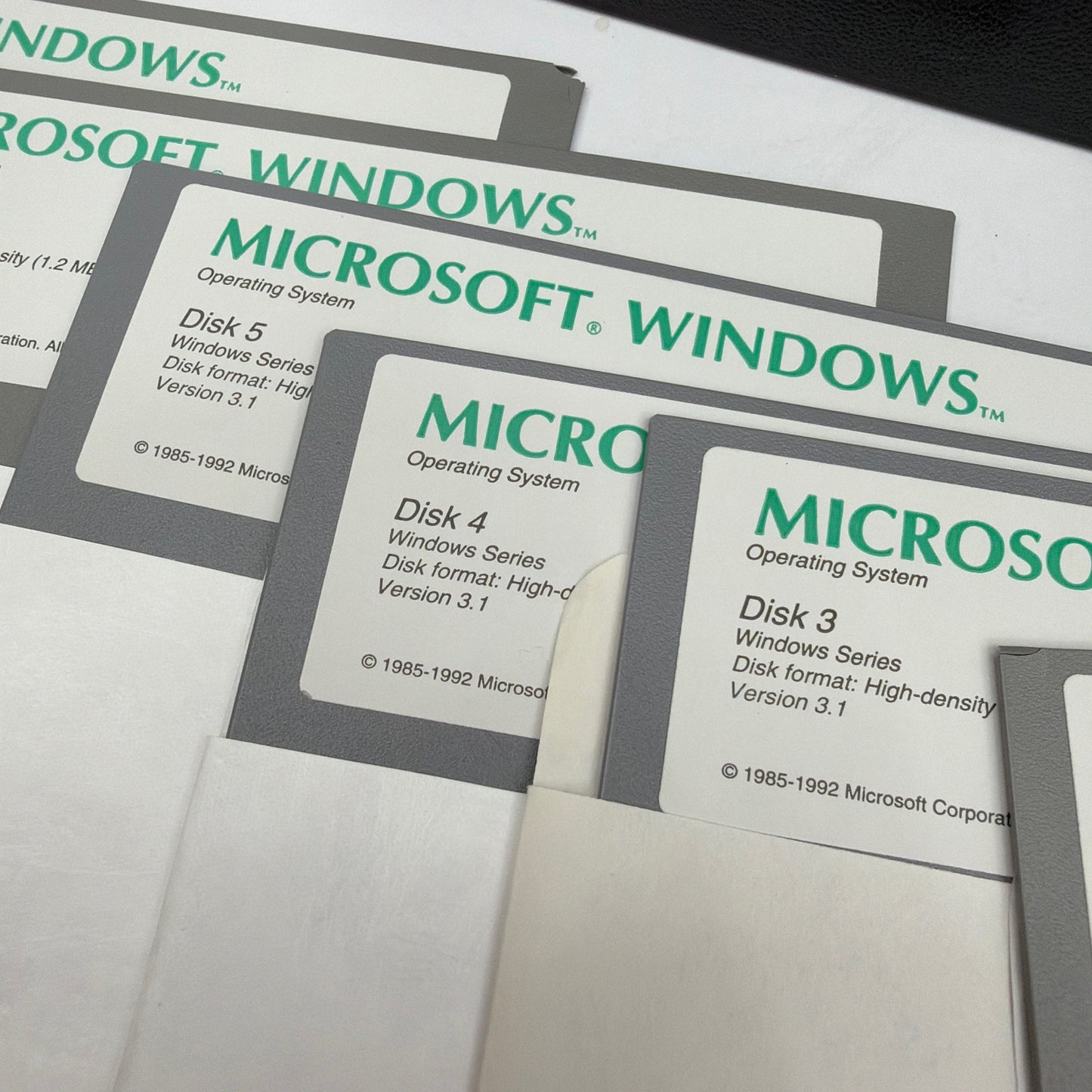 Microsoft Windows 3.1 5.25 Floppy Disk Set High-Density 1.2MB with Storage Case
