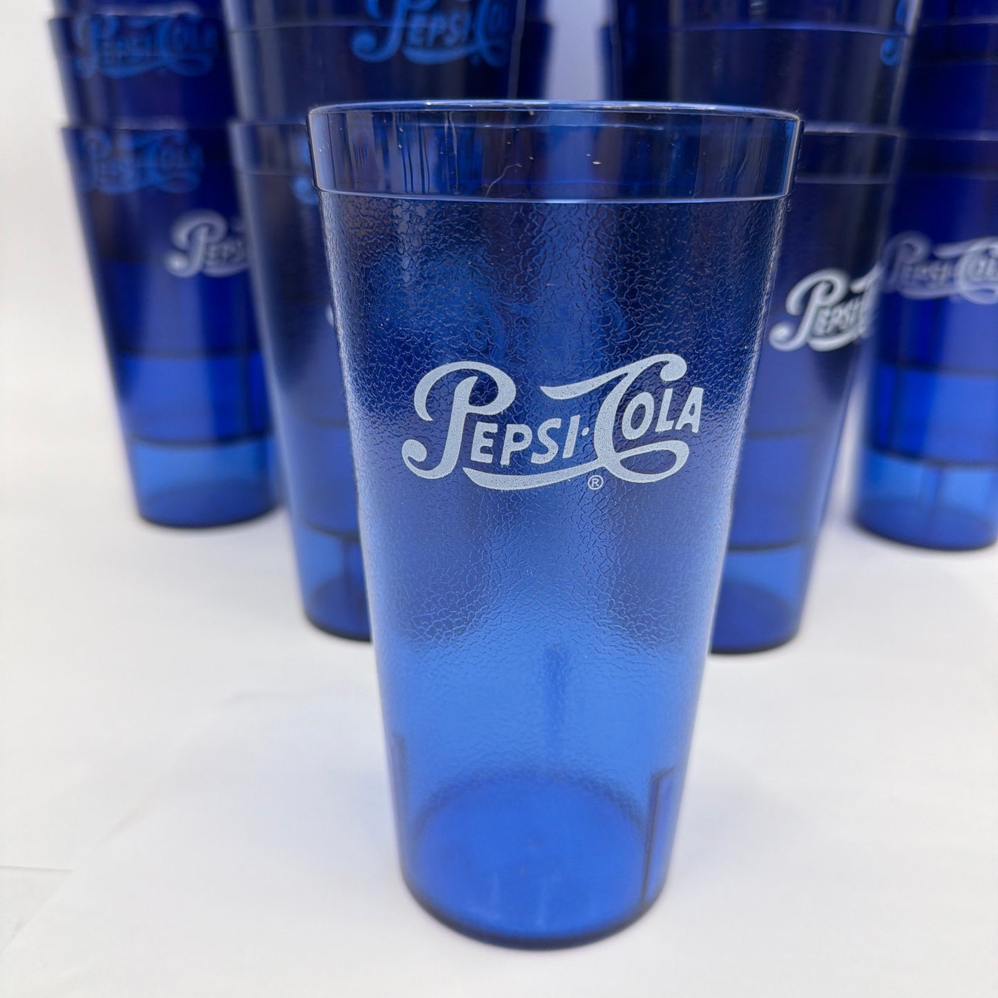 Lot of 40 Blue Pepsi-Cola Plastic Tumblers 6.5in Carlisle 5220