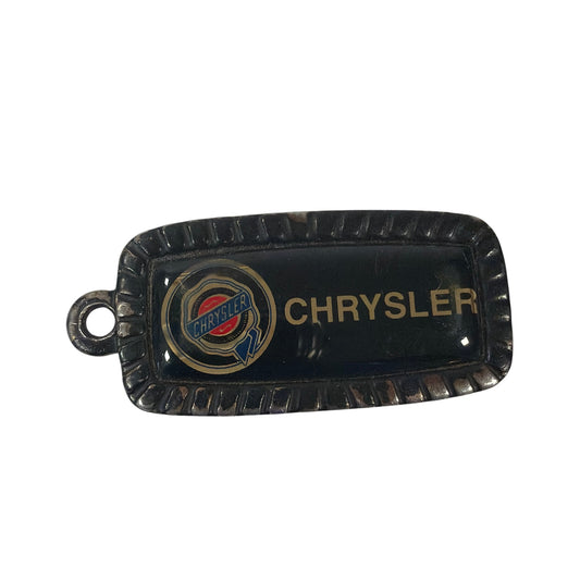 Vintage Chrysler Logo Metal Keychain Black Enamel Made in USA