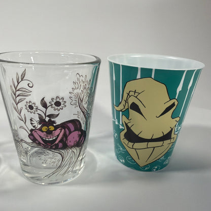 Silver Buffalo Disney 1.5 oz Mini Shot Glass Lot Mad Hatter White Rabbit Chesire