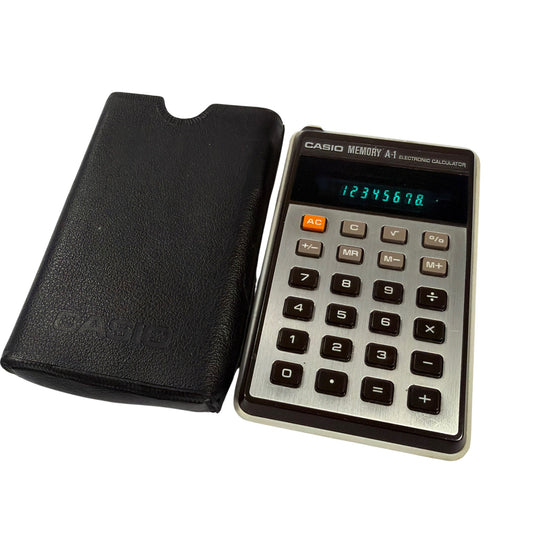 Casio Memory A-1 H-814 Vintage Electronic Calculator with Case Tested Working