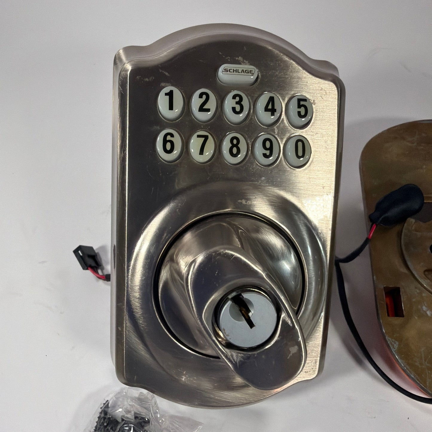Schlage Electronic Keyless Deadbolt Lock Satin Nickel Incomplete
