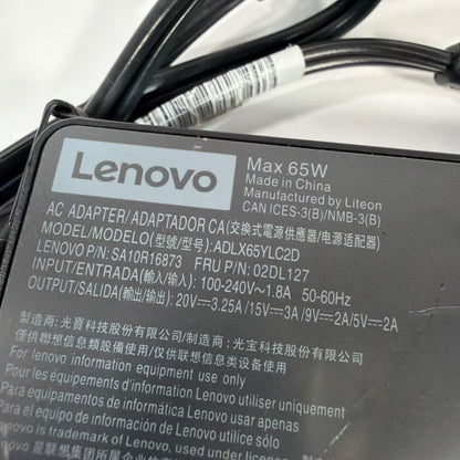 Lenovo 65W USB-C AC Adapter Charger ADLX65YLC2D FRU 02DL127