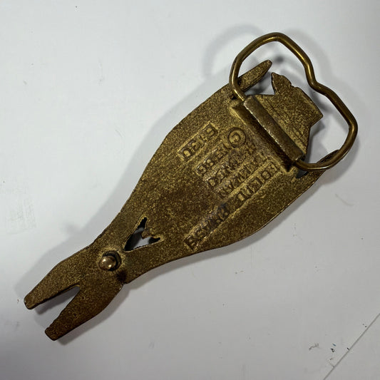 Vintage 1980 'Electrician' Pliers Solid Brass Belt Buckle 6130