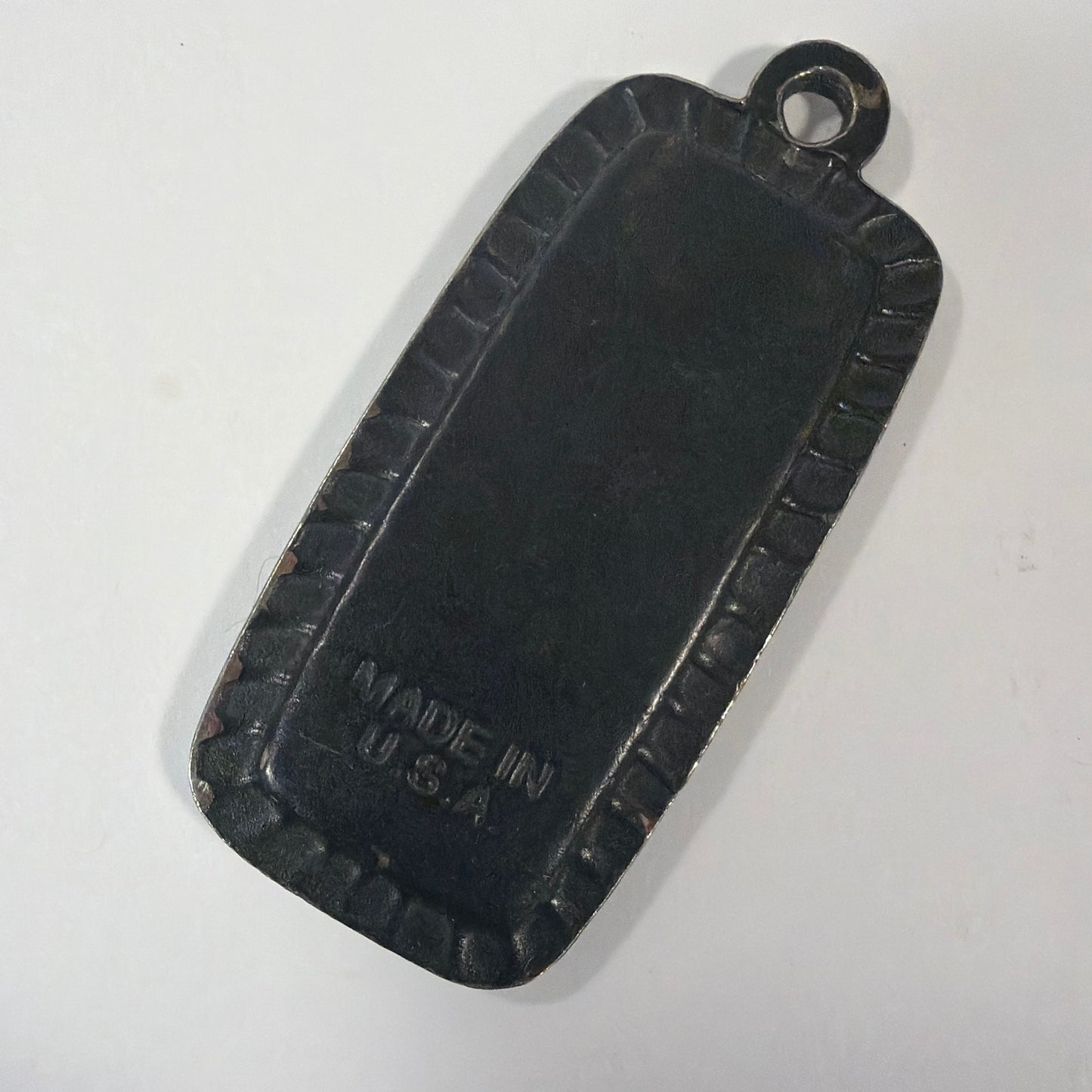 Vintage Chrysler Logo Metal Keychain Black Enamel Made in USA