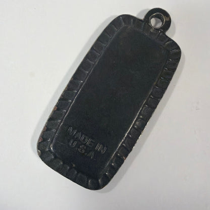 Vintage Chrysler Logo Metal Keychain Black Enamel Made in USA