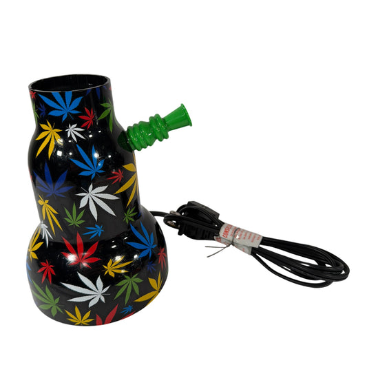 Spencer’s Bong-Shaped Lava Lamp Black Multicolor Leaf Print Model 1608P-3 Tested