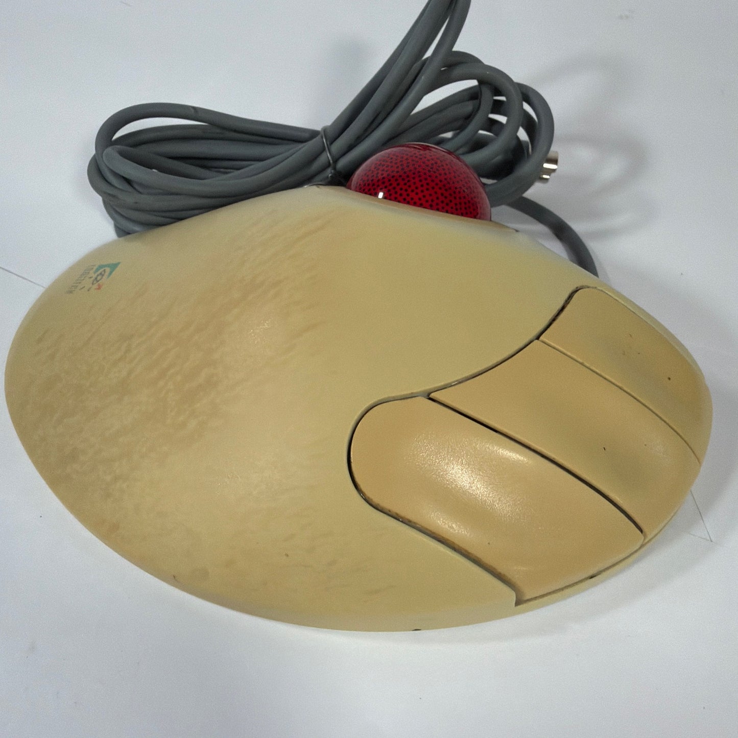 Logitech TrackMan Marble Trackball Mouse T-CH11 PS/2 Wired Beige/Red Tested