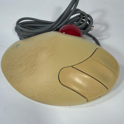 Logitech TrackMan Marble Trackball Mouse T-CH11 PS/2 Wired Beige/Red Tested
