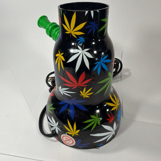 Spencer’s Bong-Shaped Lava Lamp Black Multicolor Leaf Print Model 1608P-3 Tested