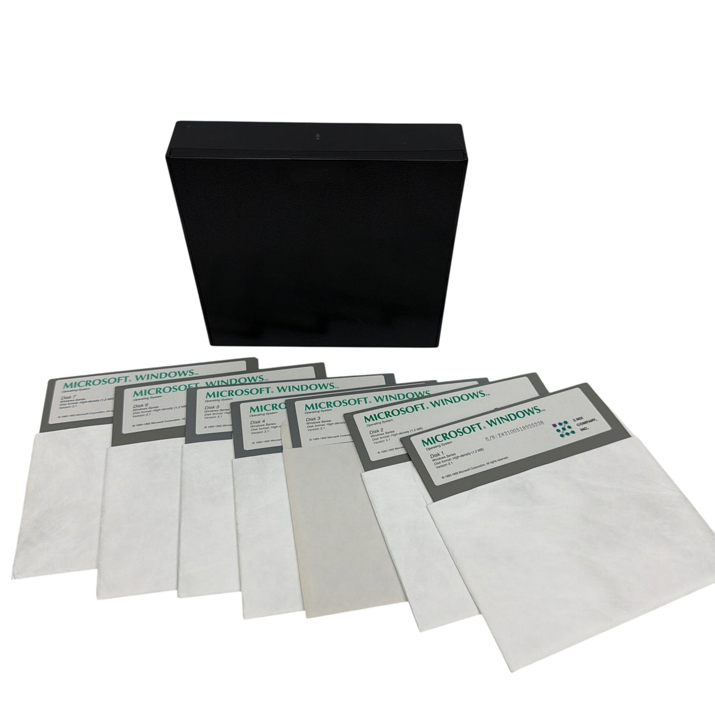 Microsoft Windows 3.1 5.25 Floppy Disk Set High-Density 1.2MB with Storage Case