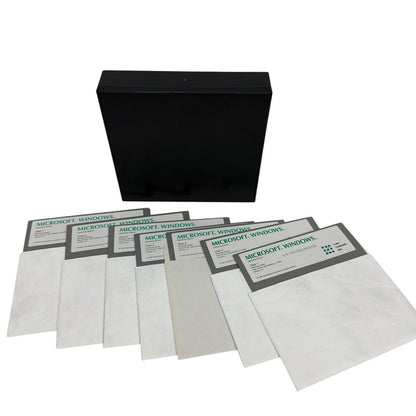 Microsoft Windows 3.1 5.25 Floppy Disk Set High-Density 1.2MB with Storage Case