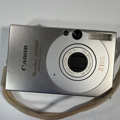 Canon PowerShot SD1000 Digital ELPH 7.1MP Silver Camera Tested Working