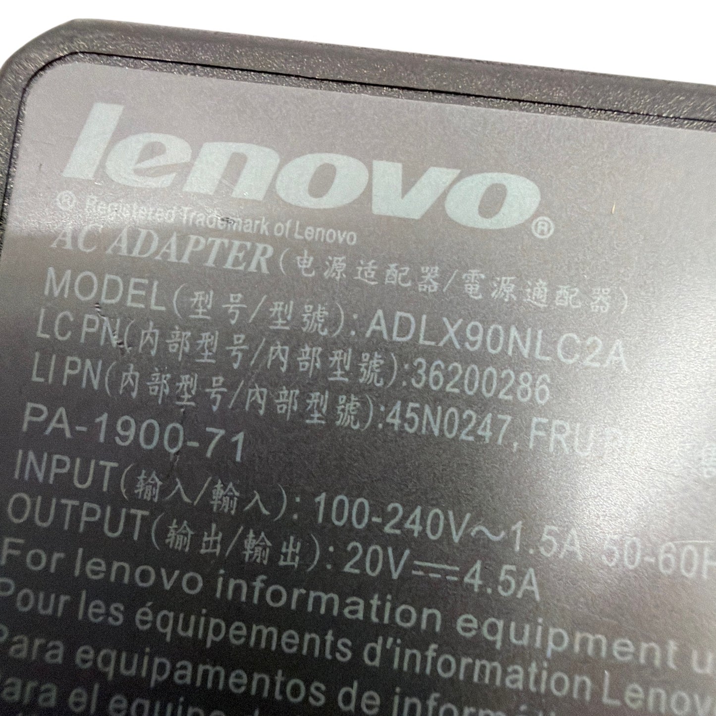 Lenovo 90W AC Adapter Charger ADLX90NLC2A 45N0247 Slim Tip 20V 4.5A