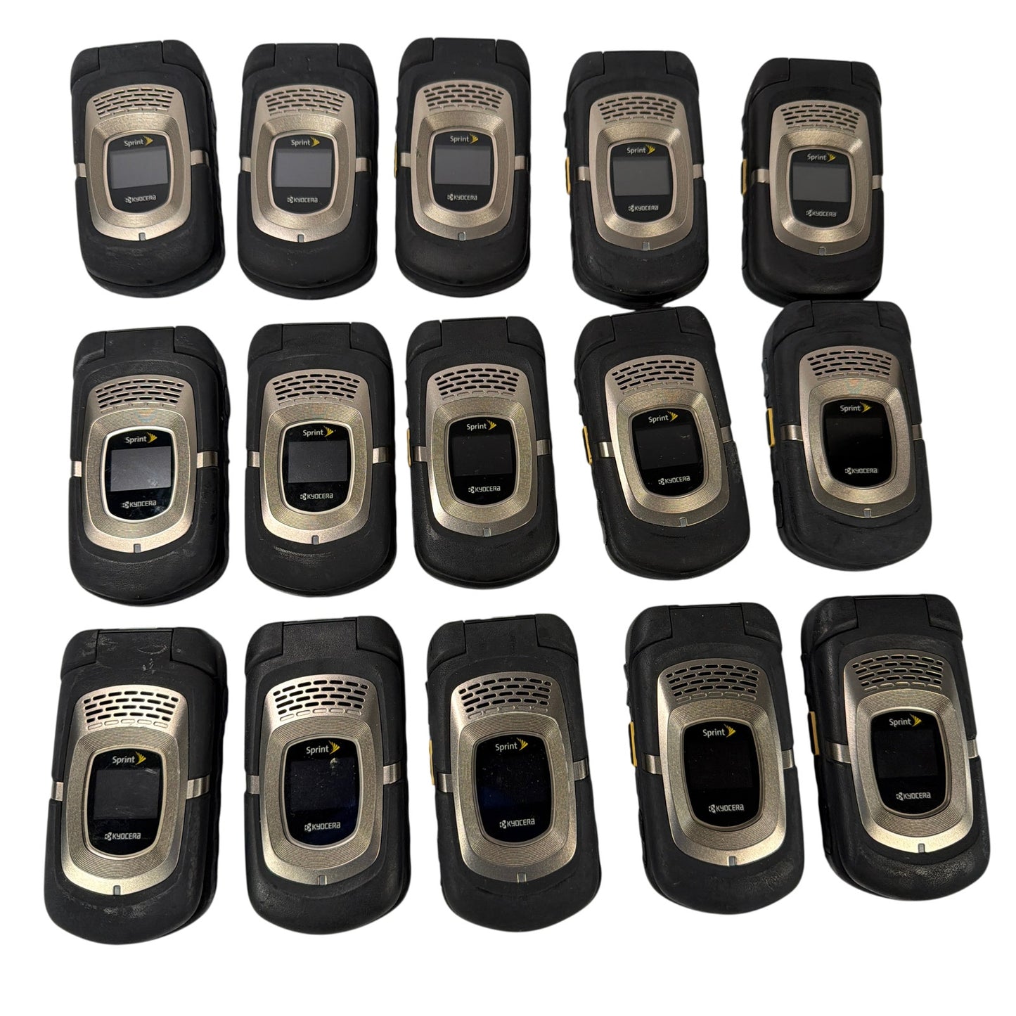 Lot of 15 Kyocera DuraMax E4255 Sprint Rugged Flip Phones Untested