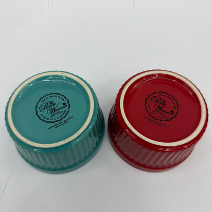 The Pioneer Woman Stoneware Ramekins Set of 2 Red and Teal 3212DMT