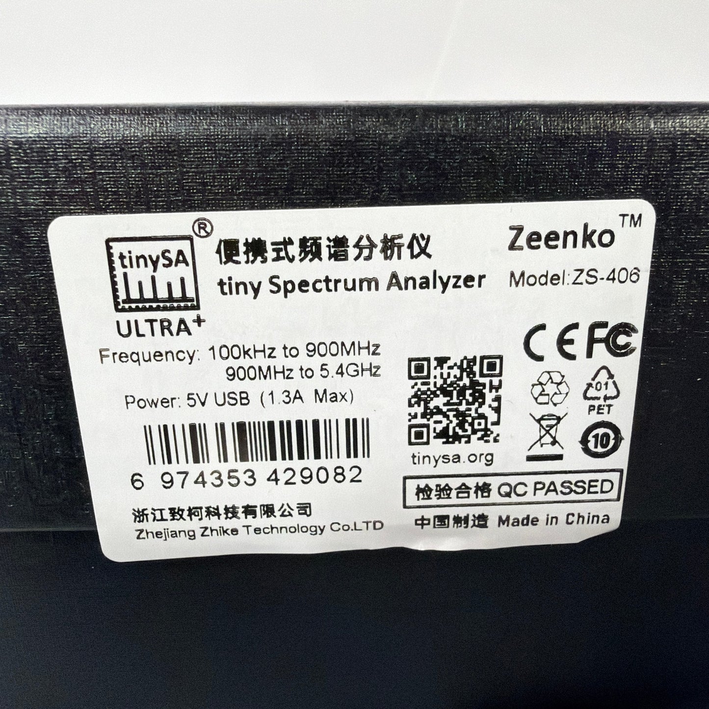 Zeenko tinySA Ultra+ Tiny Spectrum Analyzer Model ZS-406 Tested Working