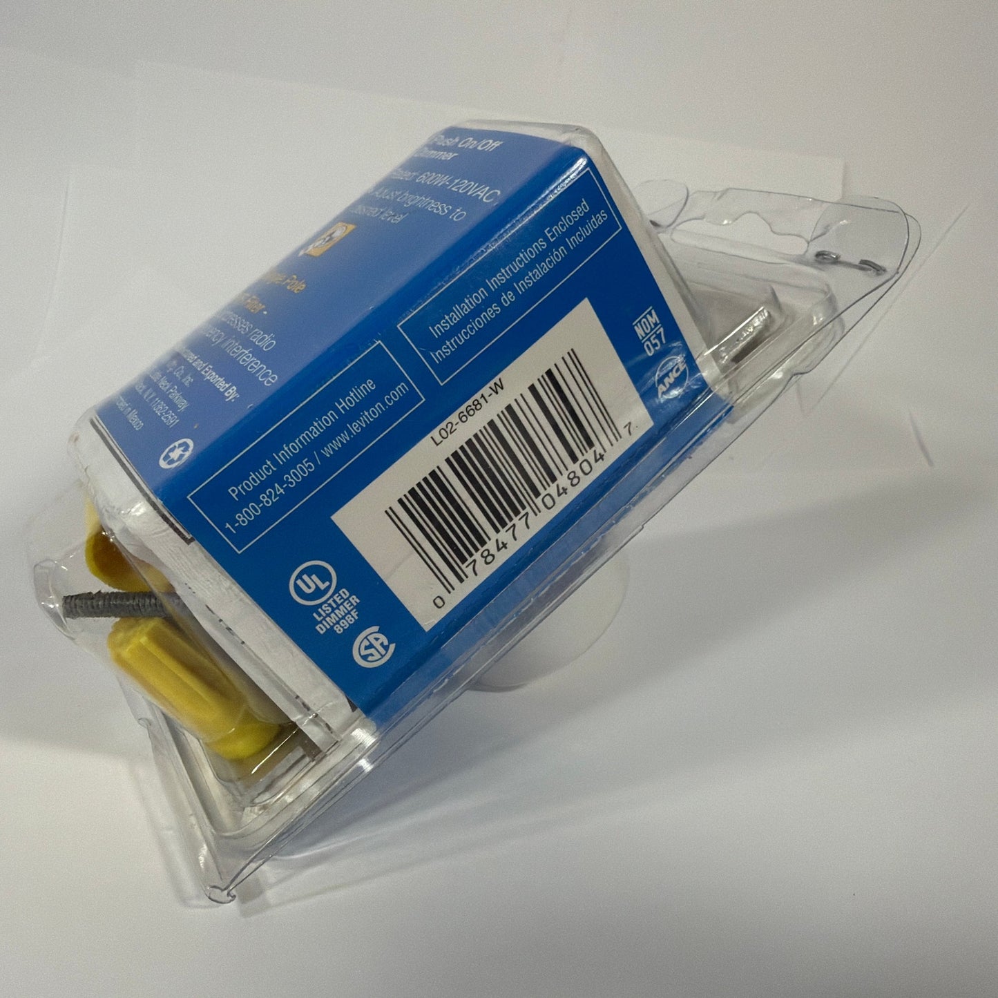 Leviton Trimatron 6681-W Push On/Off Rotary Dimmer Switch 600W Single Pole White