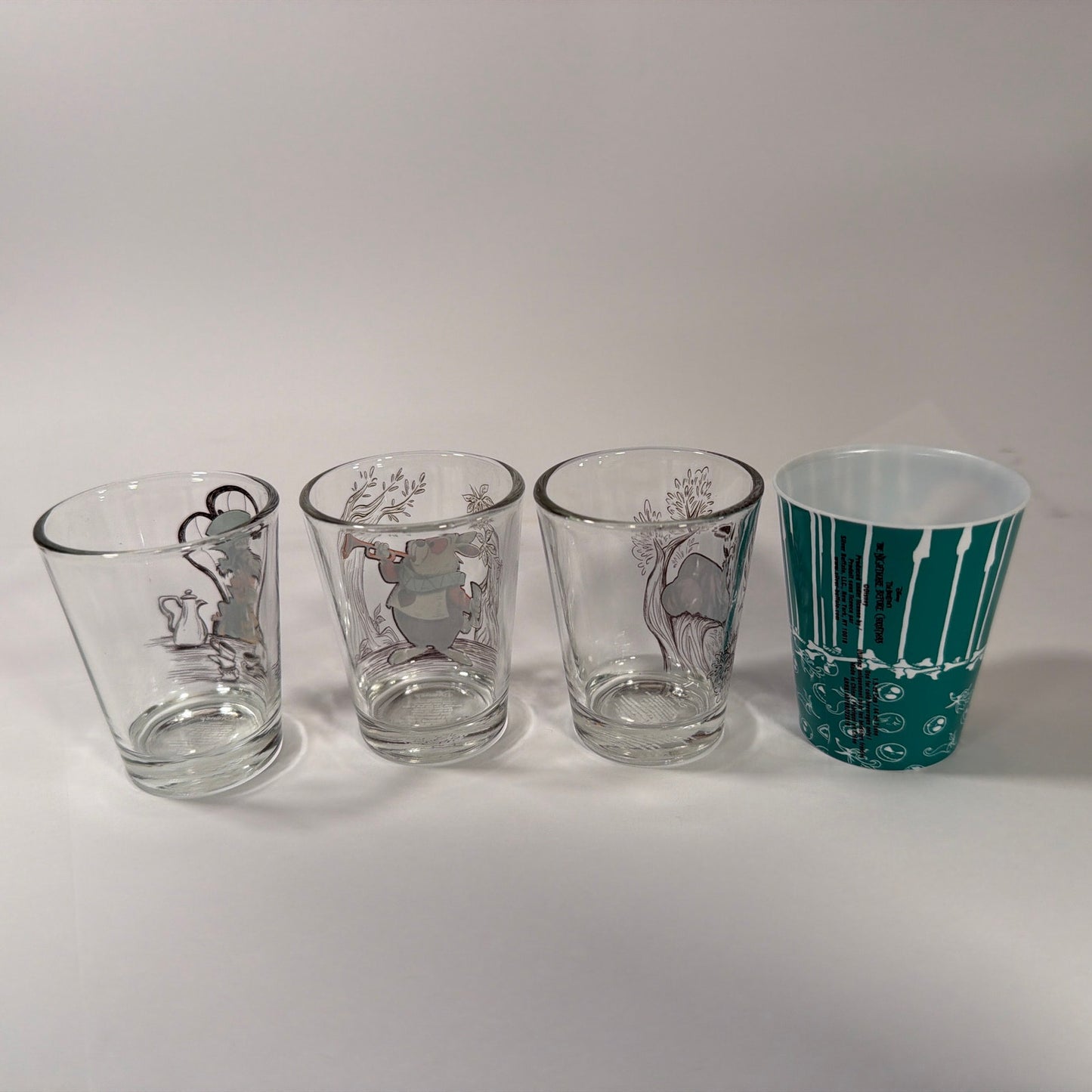 Silver Buffalo Disney 1.5 oz Mini Shot Glass Lot Mad Hatter White Rabbit Chesire