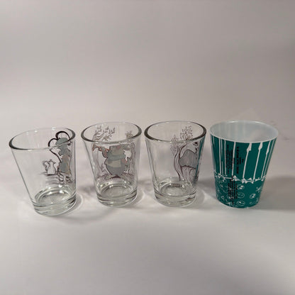 Silver Buffalo Disney 1.5 oz Mini Shot Glass Lot Mad Hatter White Rabbit Chesire