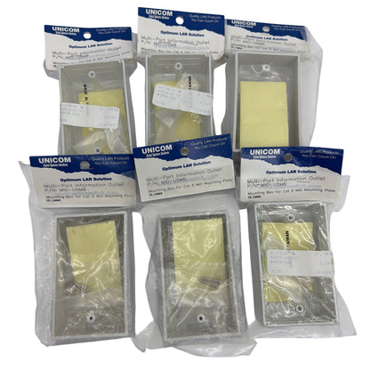 UNICOM MIO‑USMB Multi‑Port Information Outlet Mounting Box — Lot of 6 (Cat5, UL)
