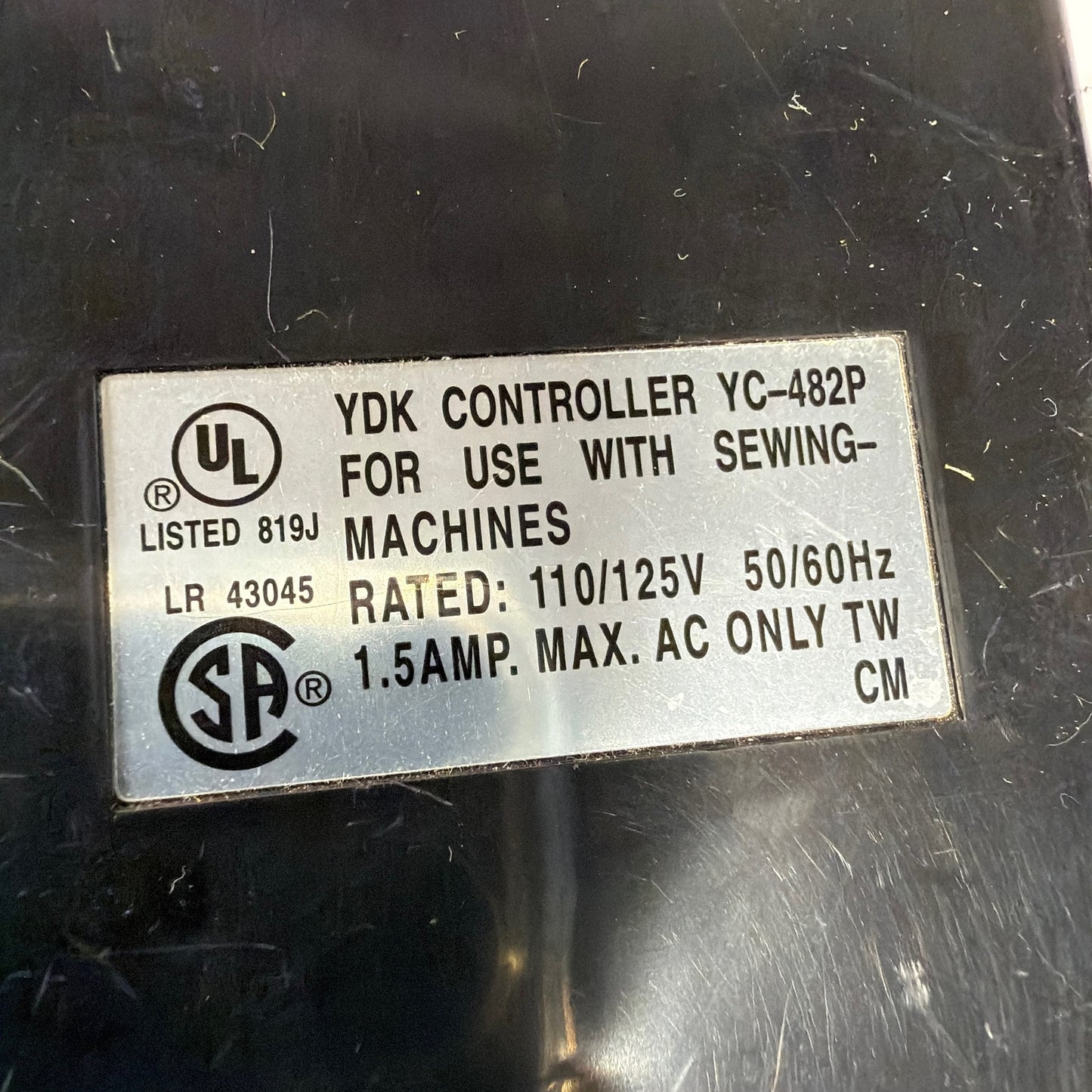 YDK Sewing Machine Foot Controller Pedal YC-482P with Power Cord