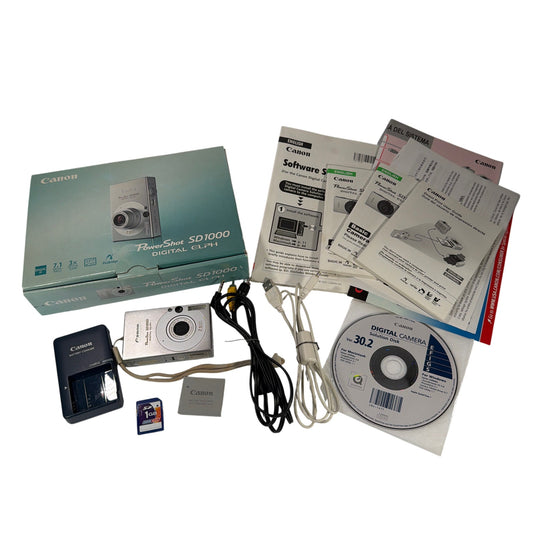 Canon PowerShot SD1000 Digital ELPH 7.1MP Silver Camera Tested Working