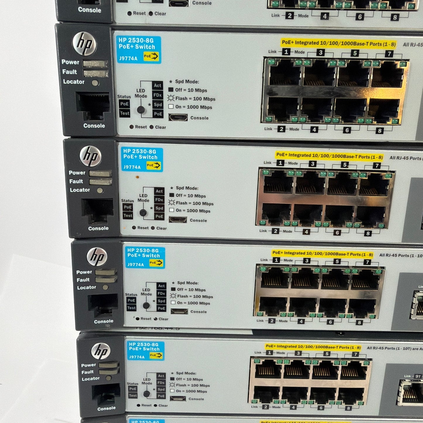 Lot of 8 HP 2530-8G PoE+ Switch J9774A Untested For Parts