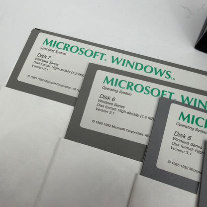 Microsoft Windows 3.1 5.25 Floppy Disk Set High-Density 1.2MB with Storage Case