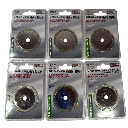 Lot of 6 Chicago Electric 67264 2-1/2 Diamond Grit Multi-Tool Blades New